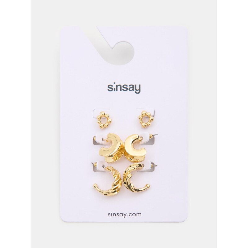 Sinsay - Sada 3 párů náušnic - zlatá 113389975