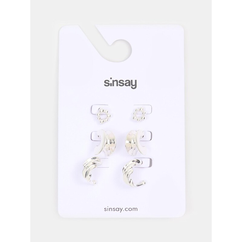 Sinsay - Sada 3 párů náušnic - sříbrná 113389976