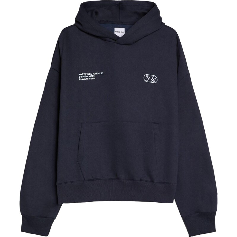 Bershka Mikina marine modrá / pastelová modrá