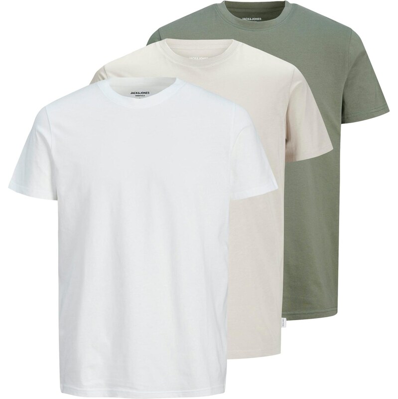 JACK & JONES Tričko béžová / zelená / bílá