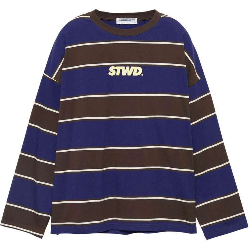 Pull&Bear Tričko noční modrá / čokoládová / žlutá / bílá 113339884