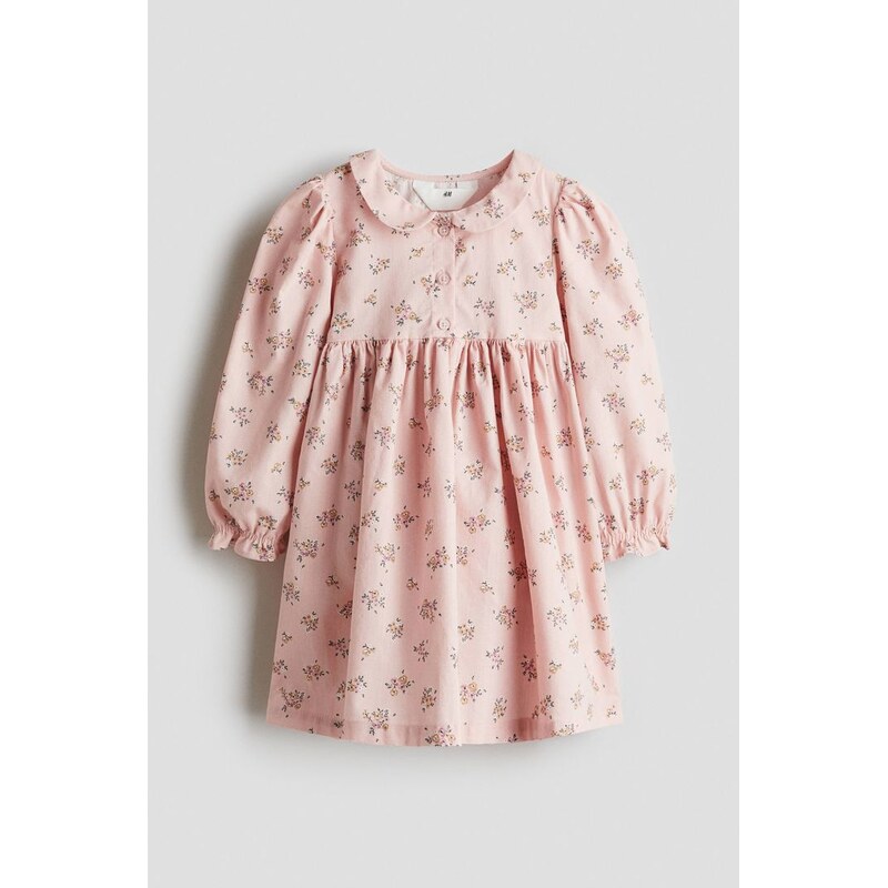 H&M - Bavlněné šatys potiskem - Světle Růžová/Květy