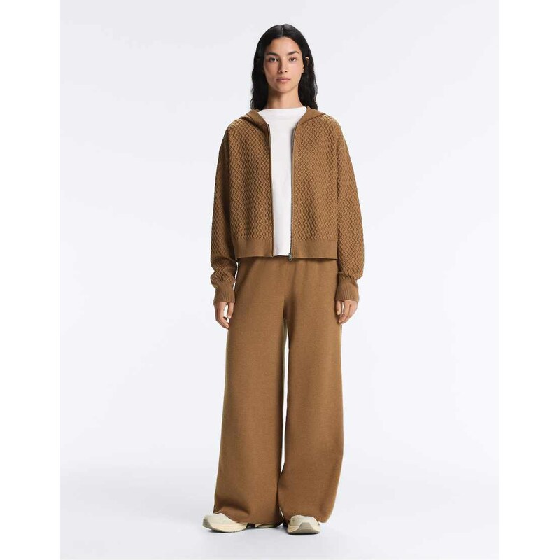 OYSHO Straight-leg trousers with side knit structure in copper-Brown 113339008