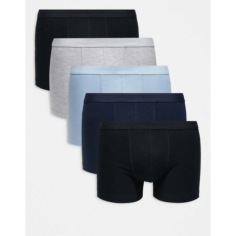 ASOS DESIGN 5 pack jersey trunk in multi 113338536