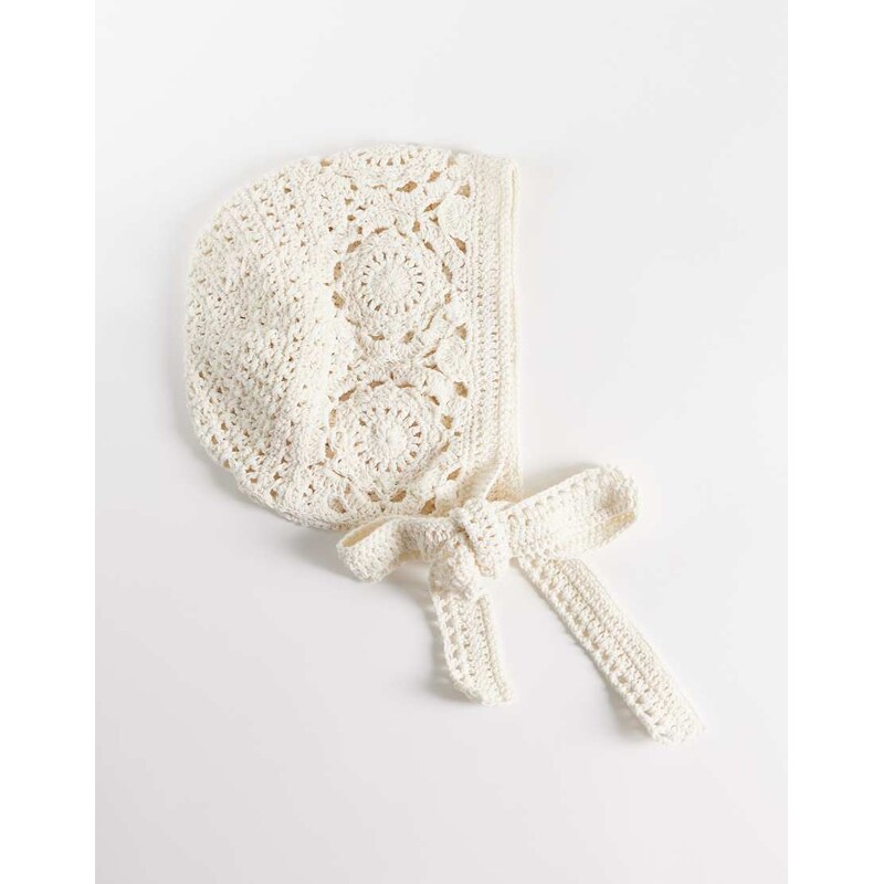 My Accessories crochet bonnet hat in cream-White 113338568