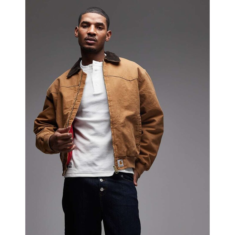 Carhartt WIP OG santa fe trucker jacket in light brown grind