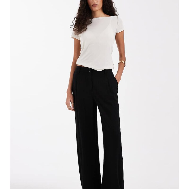 ASOS Tall ASOS DESIGN Tall wide leg trousers with pleat detail in 113356941