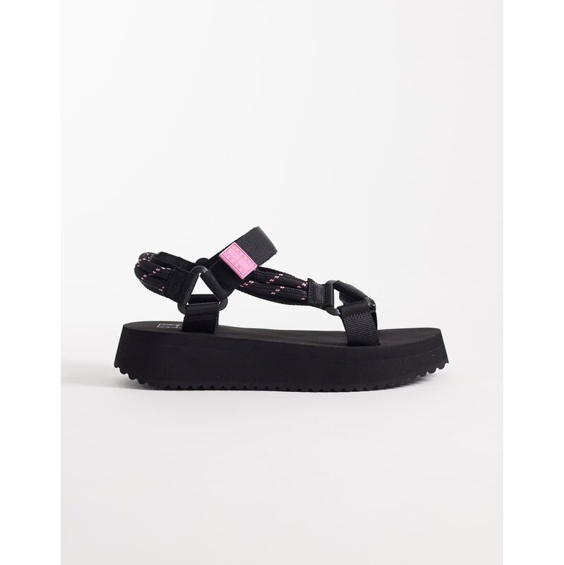 Tommy Jeans Eva chunky sandals with rope detail in black 114693381
