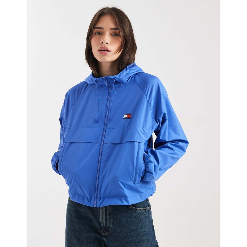 Tommy Jeans essential windbreaker jacket with hood in blue