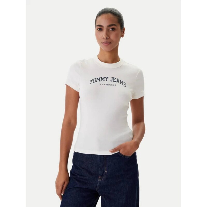 Tommy Jeans dámské krémové tričko 113346444