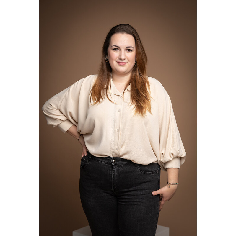 Italy fashion Oversize košile JENY Barva: Krémová, Velikost: UNI