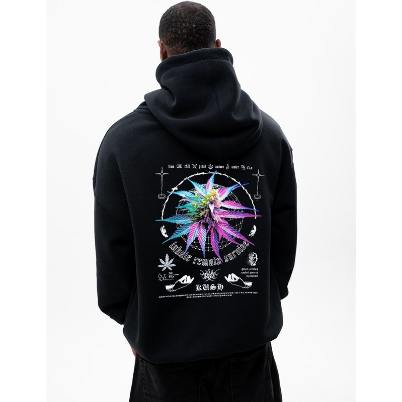 Pánská mikina Oversize Hoodie Black Kush Astro Bud