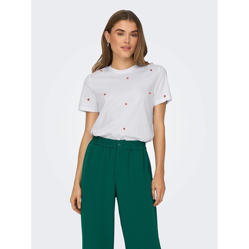 Dámské tričko bílé Only OnlKetty Life S/S O-Neck Top JRS Noos