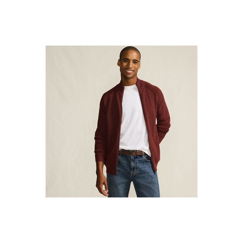 Drifter Plated Zip Cardigan, Men, size: L, regular, Brown,