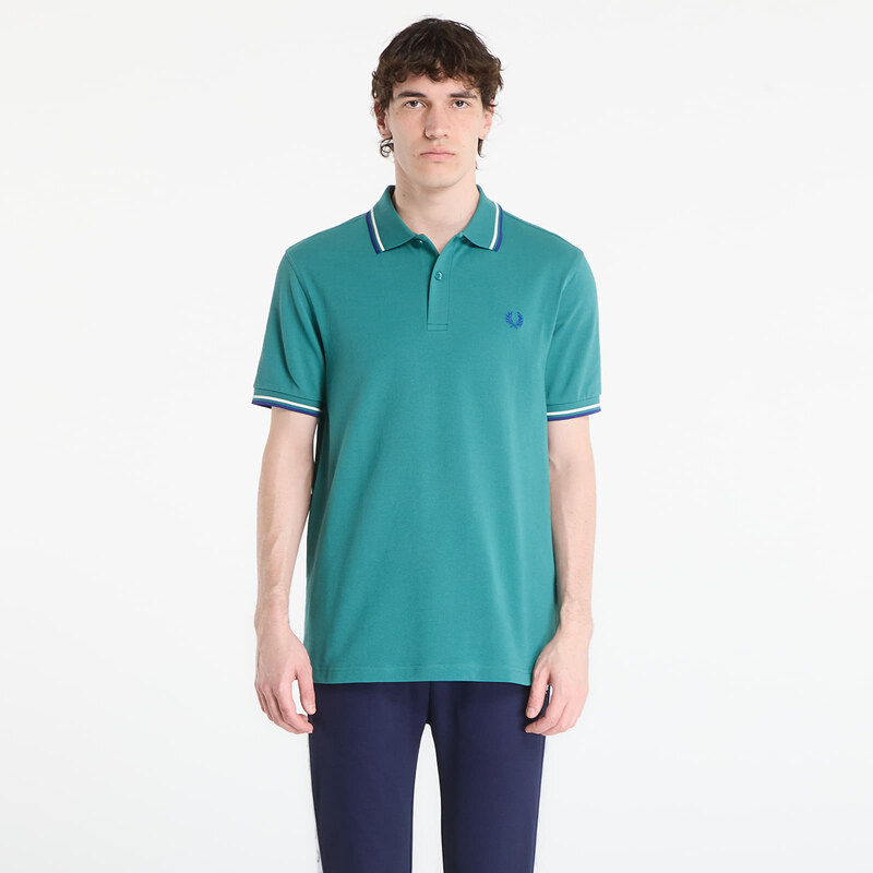 Tričko FRED PERRY Twin Tipped Fred Perry Shirt Deep Mint/ Snow