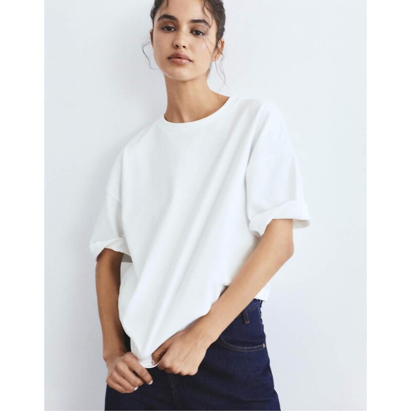 Pull&Bear Oversize short sleeve t-shirt in white 113356978