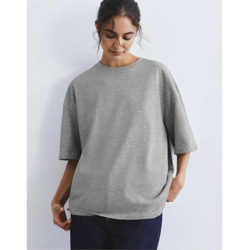 Pull&Bear Oversize short sleeve t-shirt in grey marl 113356980