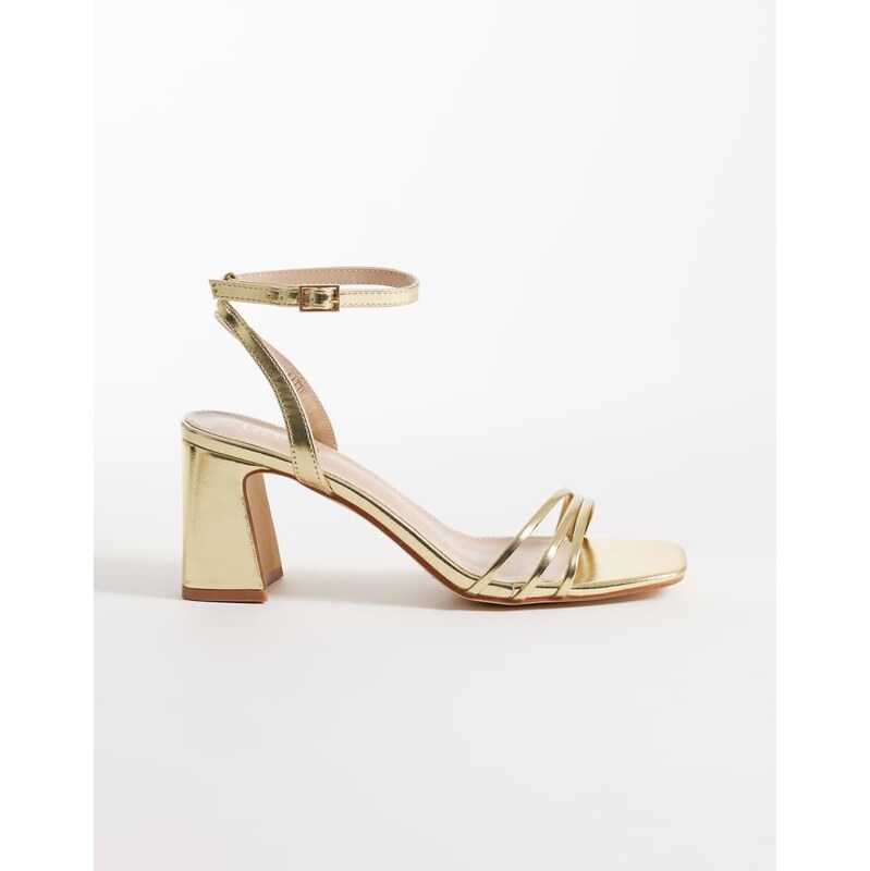 RAID Kittey block heeled sandals in gold 113668516