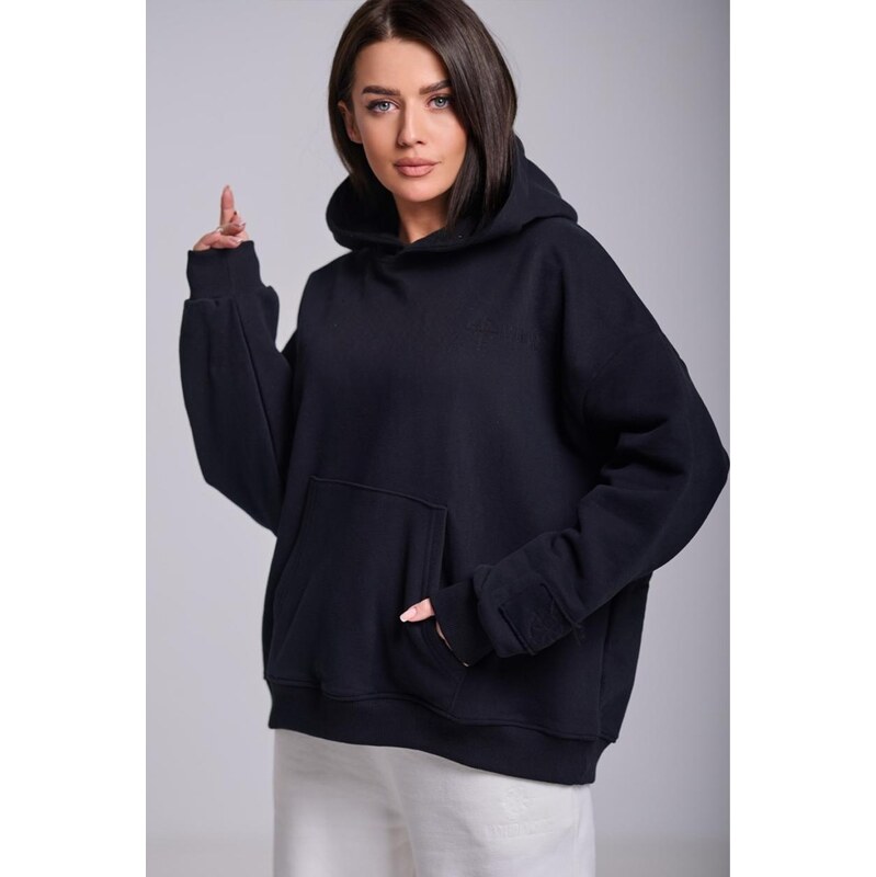 Dámská mikina s kapucí Oversize, černá, Natural Side Basic Logo