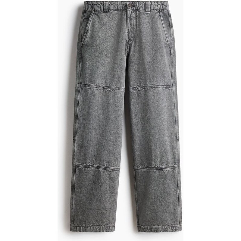H&M - Loose Fit Worker jeans - Šedá