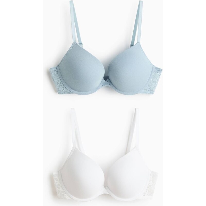 H&M - 2 bavlněné push-upky - modrá 113357521