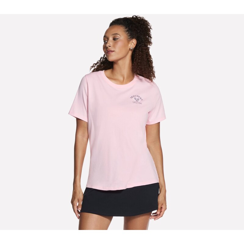 Skechers Ženy Court Classics Short Sleeve tričko v Bílý/Růžový, 113358357