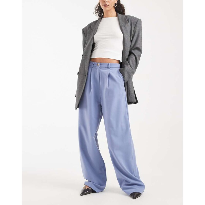 Miss Selfridge tailored wide leg trouser in powder blue 115512974