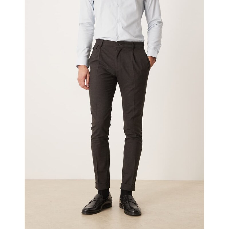 ASOS DESIGN skinny suit trousers in charcoal wool look