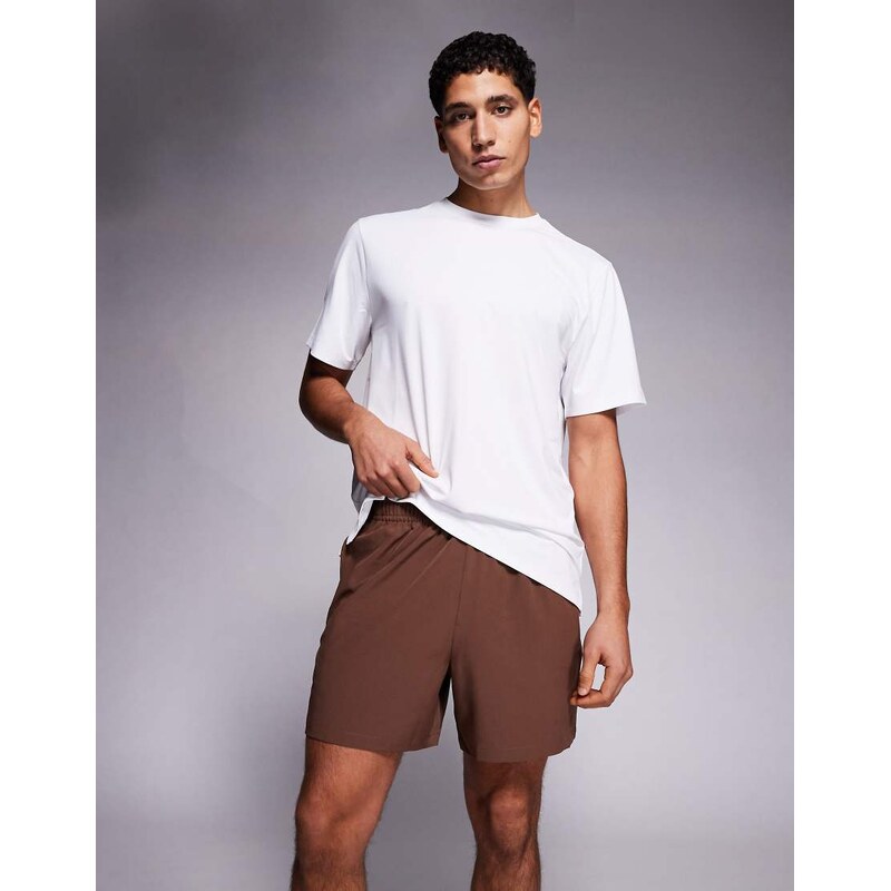 4505 Icon 5 inch quick dry training shorts with zip pockets in brown 115518492