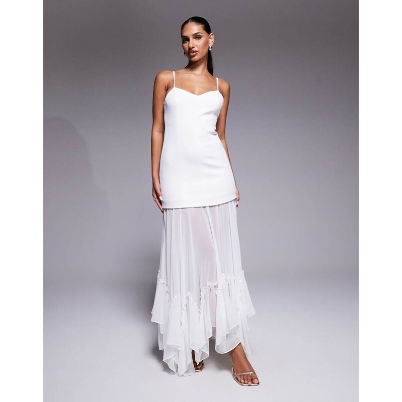Forever New Bridal cami sheer hanky hem maxi dress in ivory-White 113358889