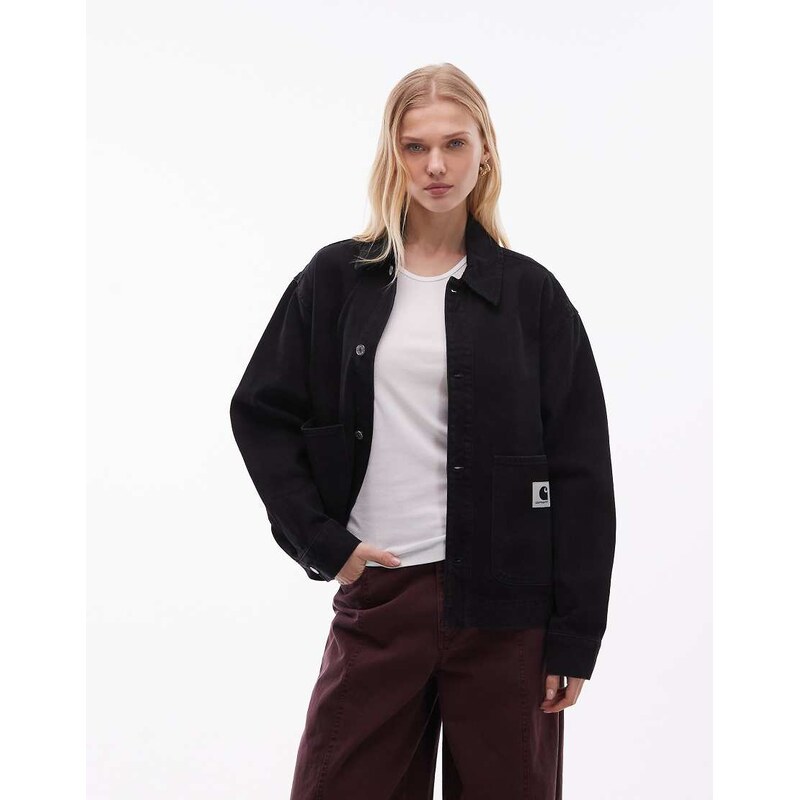 Carhartt WIP everson denim shirt jacket in black check