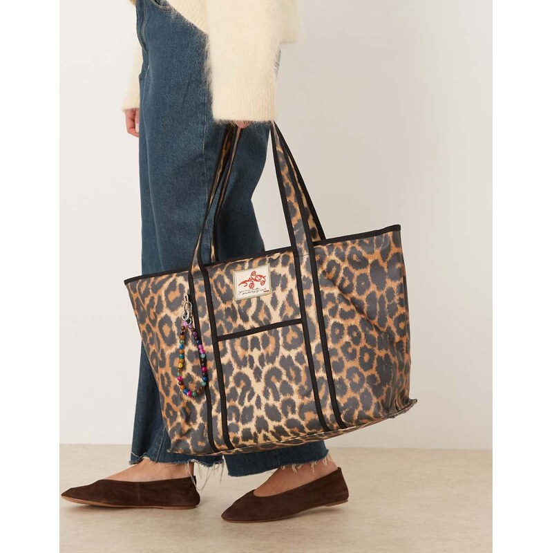 Becksondergaard aubrey coated large tote bag in leopard print-Multi 113358871