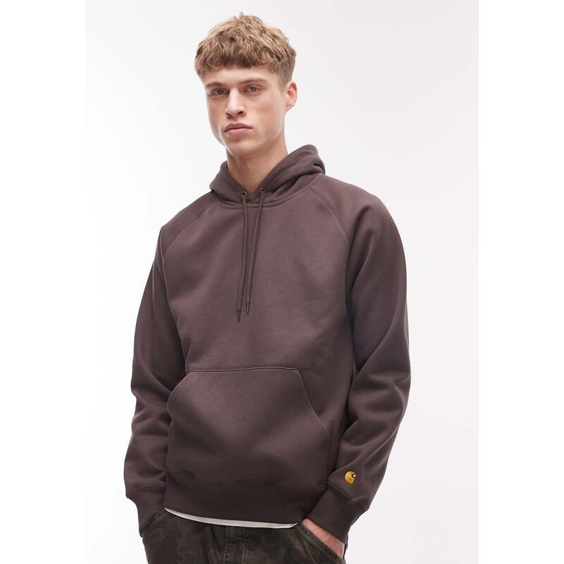 Carhartt WIP chase hoodie in dark chocolate brown