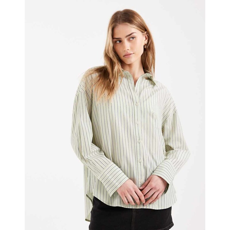 ONLY oversized shirt in light green stripe 113358909