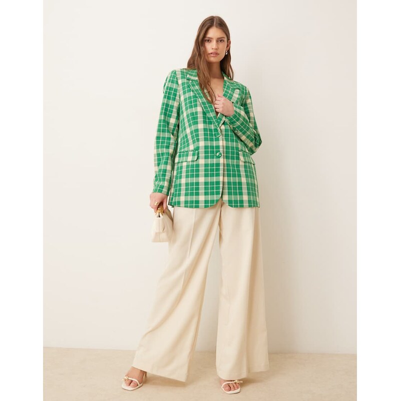 YAS tailored blazer in bright green check 113358911