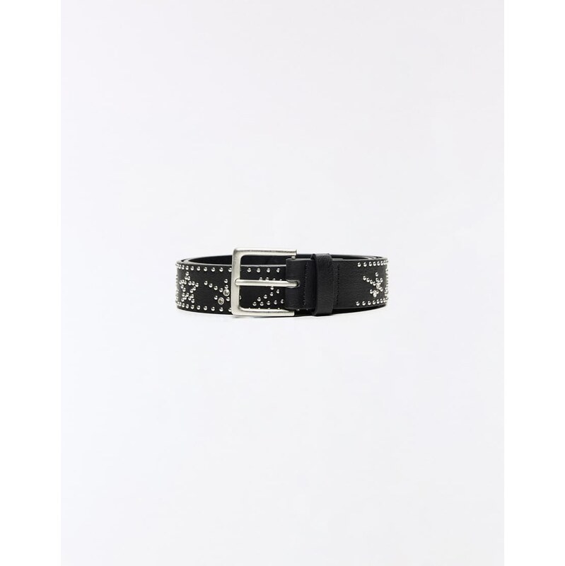 Bershka Studded leather effect belt in black