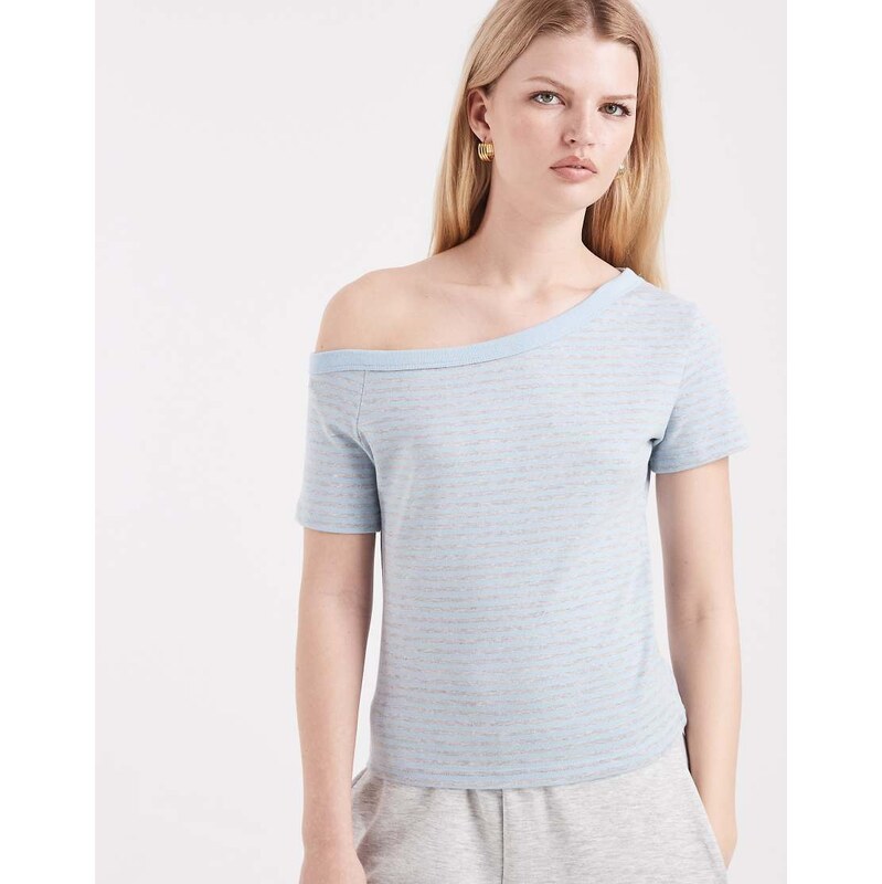 Cotton On Arlie asymmetric short sleeve top in marle plum pulse-Purple 113392552