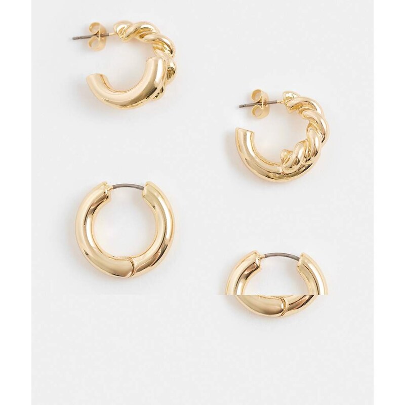 Pieces 2 pack twist hoop earrings in gold tone 113358935