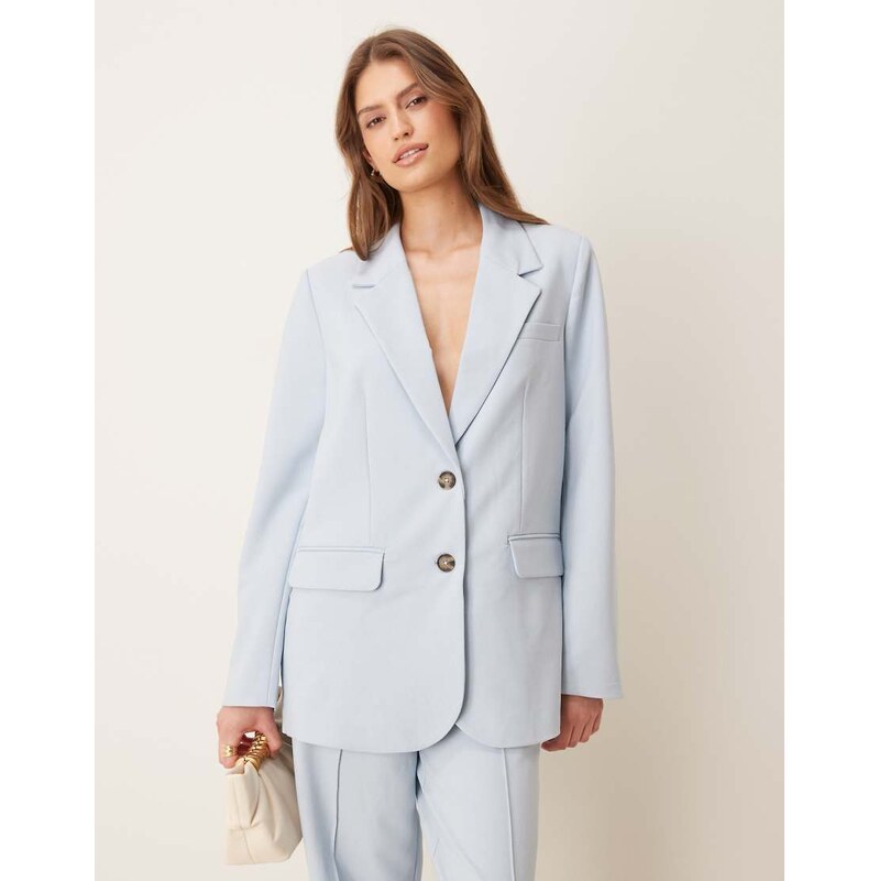 YAS oversized blazer with tortoise shell button detail co-ord in sky 115519371