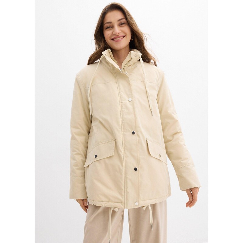 bonprix Lehce zateplená parka béžová Žena 113359522