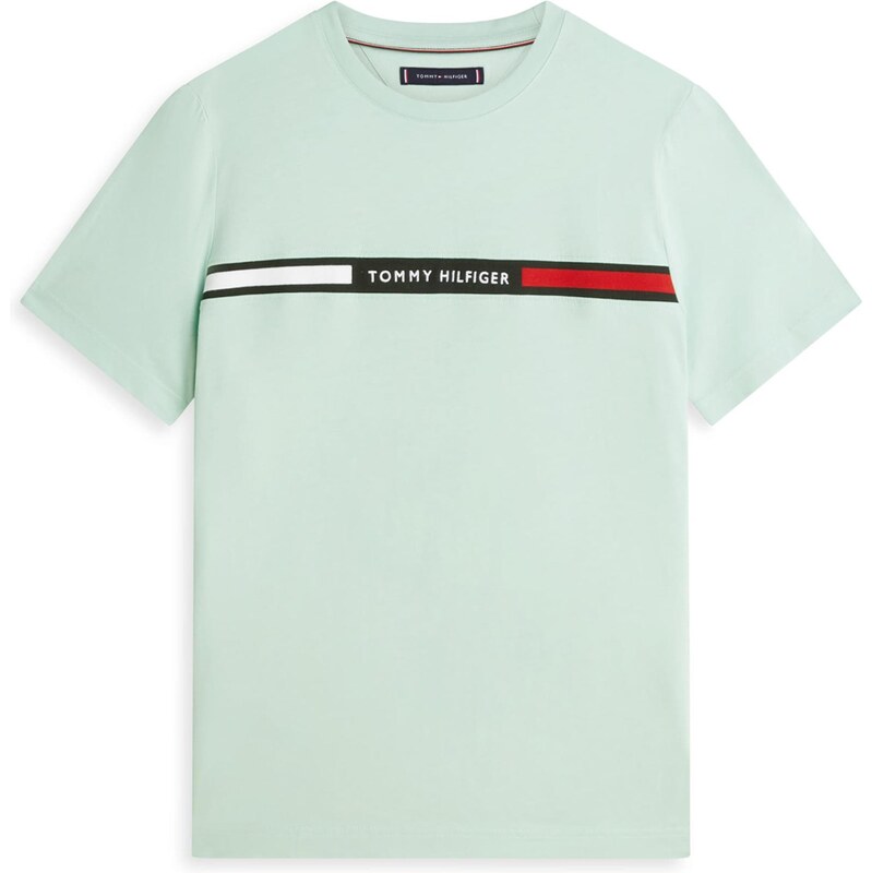 TOMMY HILFIGER Tričko mátová / červená / černá / bílá