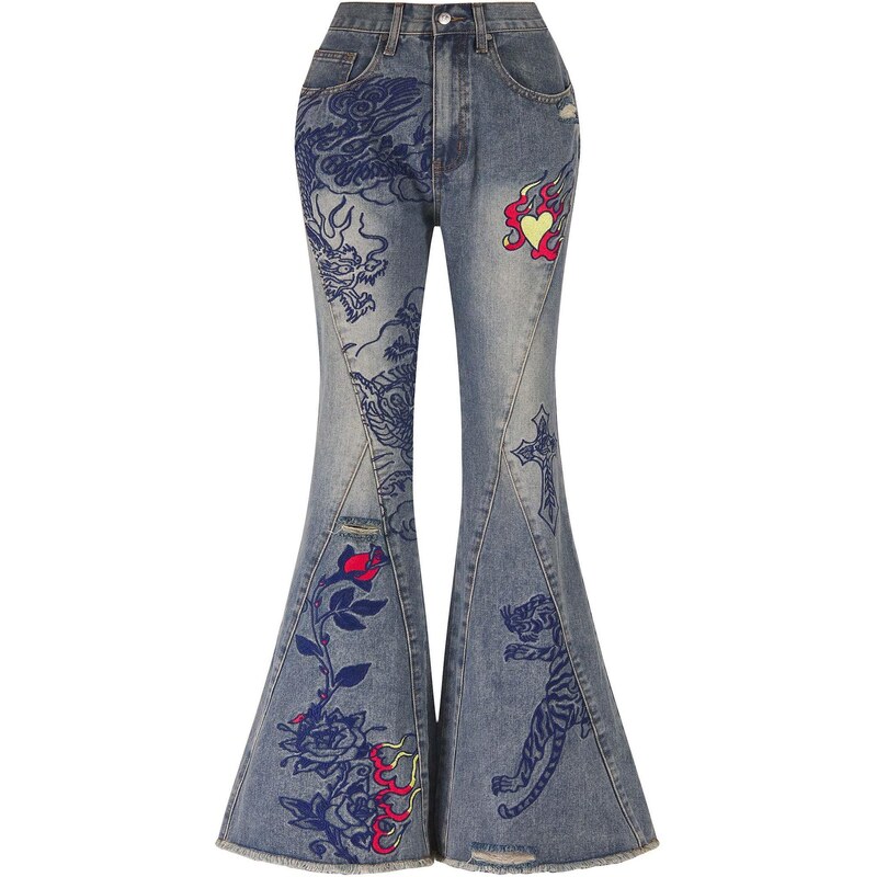 Ed Hardy Džíny modrá / červená 113362535