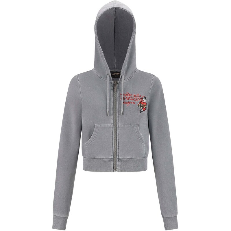 Ed Hardy Mikina Flaming Tiger žlutá / tmavě šedá / červená