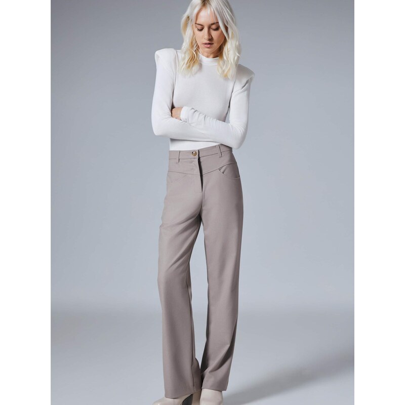 4TAILORS Kalhoty Jerry šedobéžová 113362561