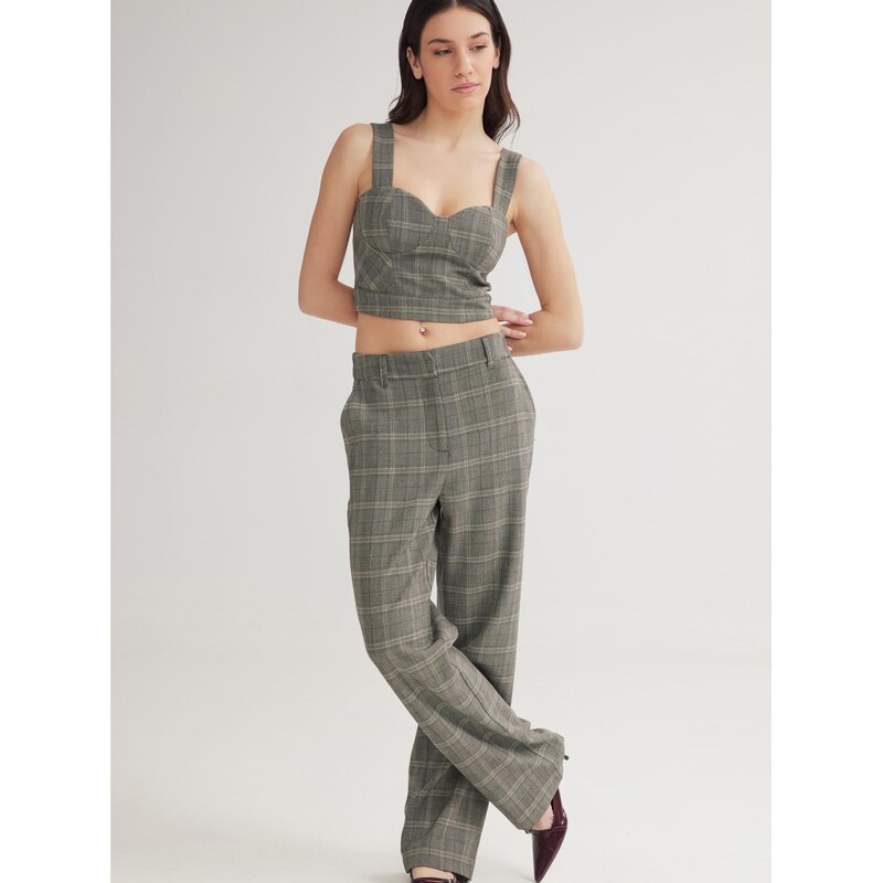 4TAILORS Kalhoty Scottish šedobéžová / šedý melír / černá 113362592