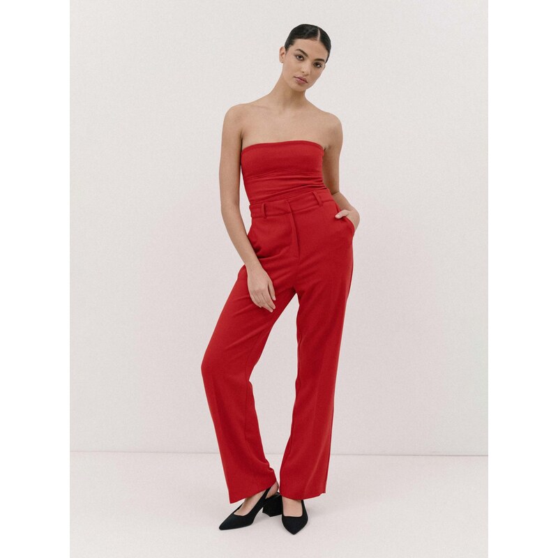 4TAILORS Kalhoty s puky Spice it Up jasně červená 113362772