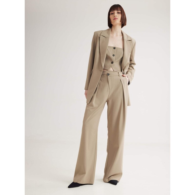 4TAILORS Kalhoty Ember béžová 113362795