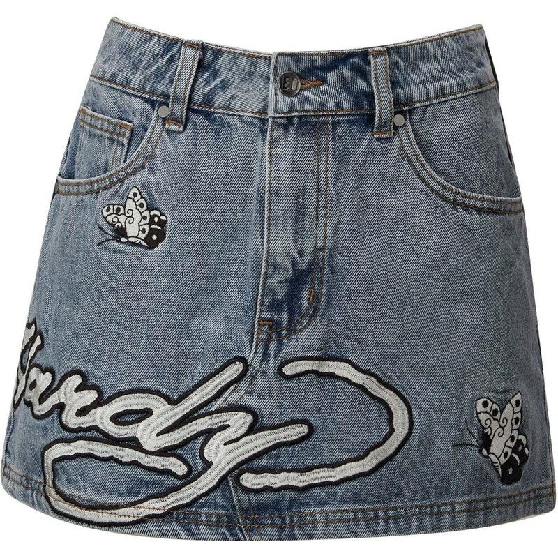 Ed Hardy Sukně Wasser Schmetterling modrá džínovina 113362825