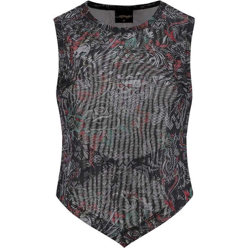Ed Hardy Halenka Dragon Repeat zelená / růže / černá 113363342