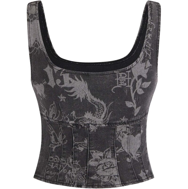 Ed Hardy Top šedá / šedá džínová 113363380